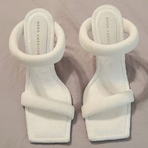 Good American White Terry Wrap Heel Mule Slip-On Sandals Size 8.5